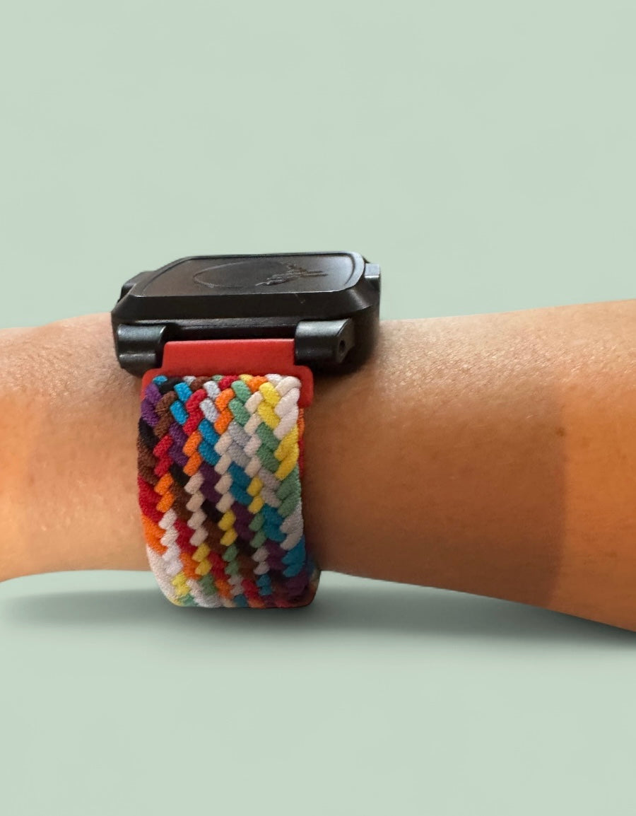 Elastic Nylon 20mm Strap (Black / Rainbow)